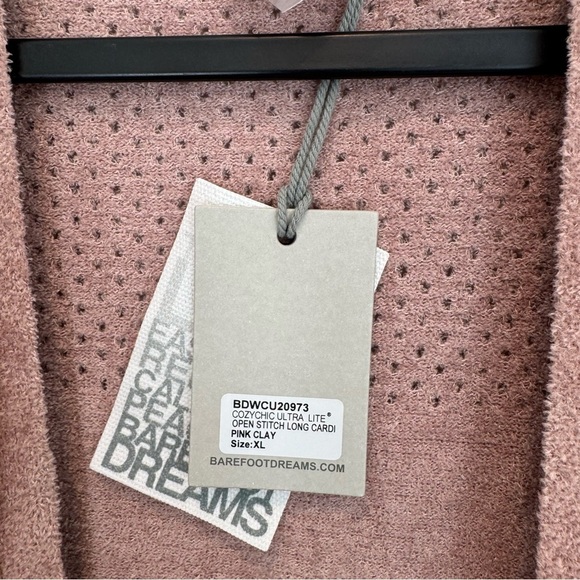 Barefoot dreams COZYCHIC ULTRA LITE® OPEN STITCH LONG CARDIPINK CLAY size XL - Picture 5 of 10